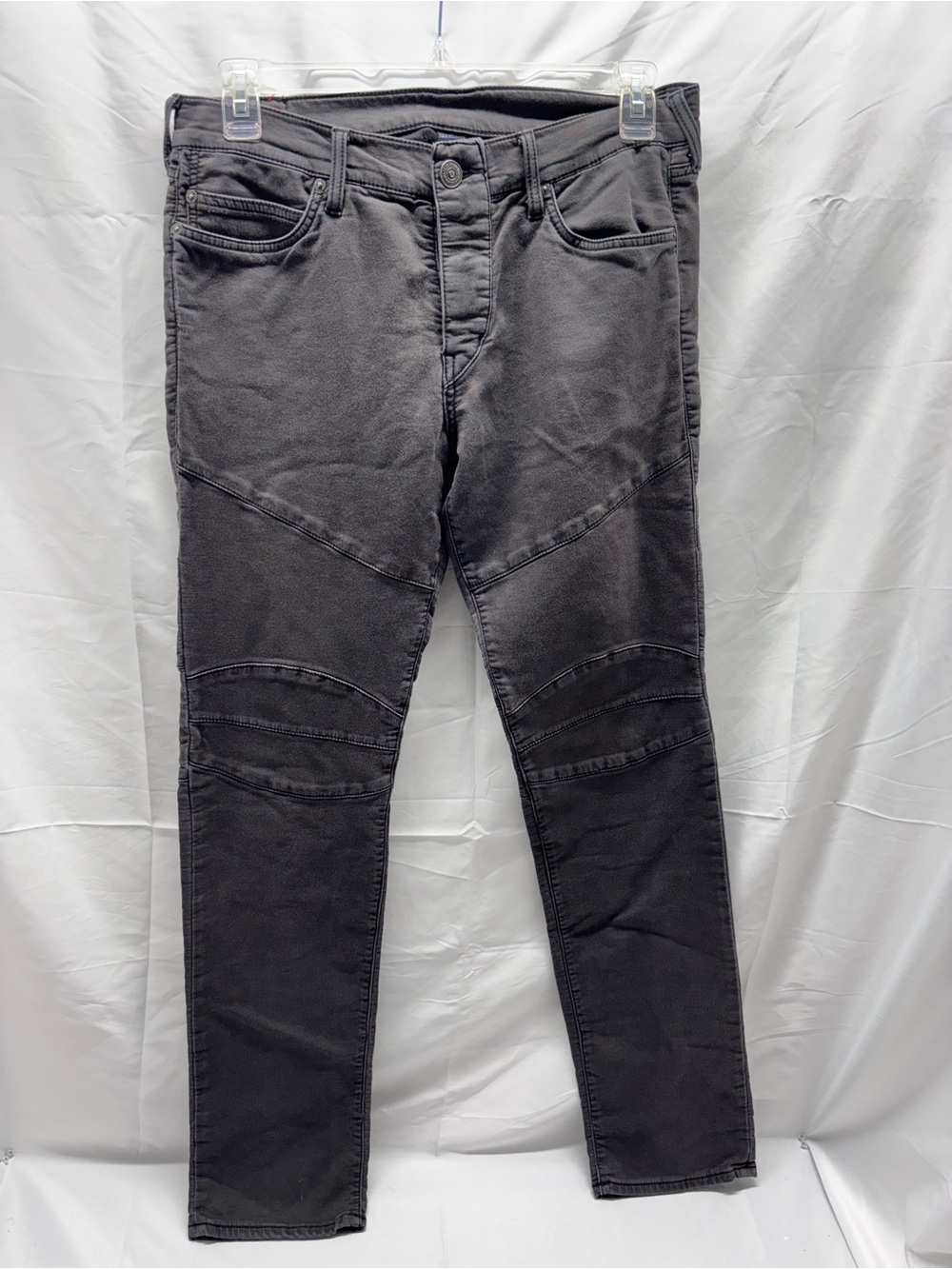 True Religion Biker Jeans Mens Size 32 Charcoal Black Rocco Moto Relaxed Skinny